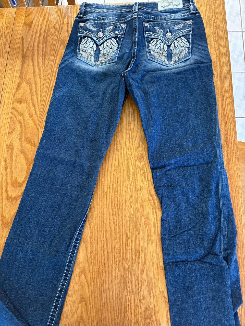 Miss Me Women's Faded Dark Blue Straight-Leg Jeans - Picture 2 of 5
